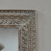 Hand Carved Modern Mango Solid Wood Whitewashed Finish Mirror Frame