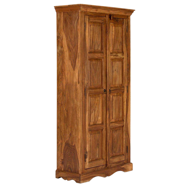 Classic Sheesham Wood 2-Door 3 Shelves Wardrobe