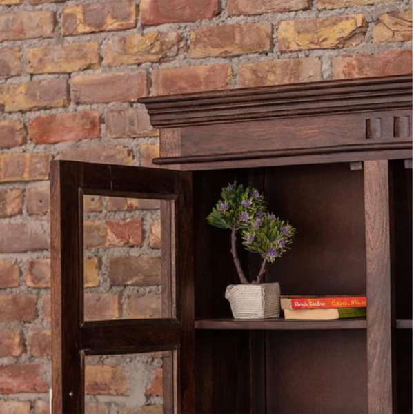 Classic Sheesham Wood Walnut Finish Bar Cabinet
