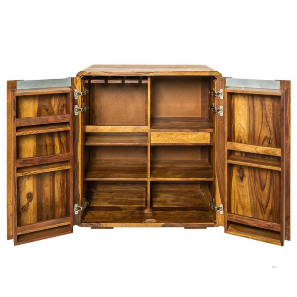 Sheesham Wood Bar Cabinet - Natural Finish