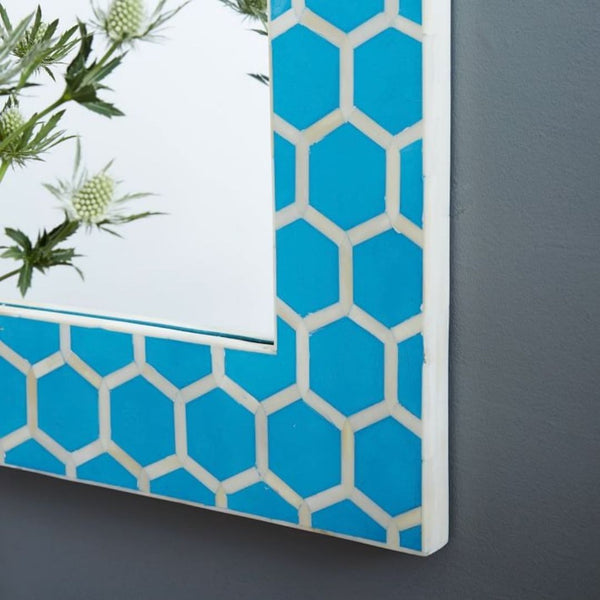 Bone Inlay Hallway Mirror - Honeycomb Pattern