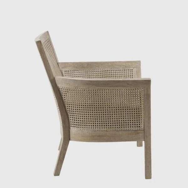 Rattan Modern Mango Wood Arm Chair with Cane Work with natural finish
