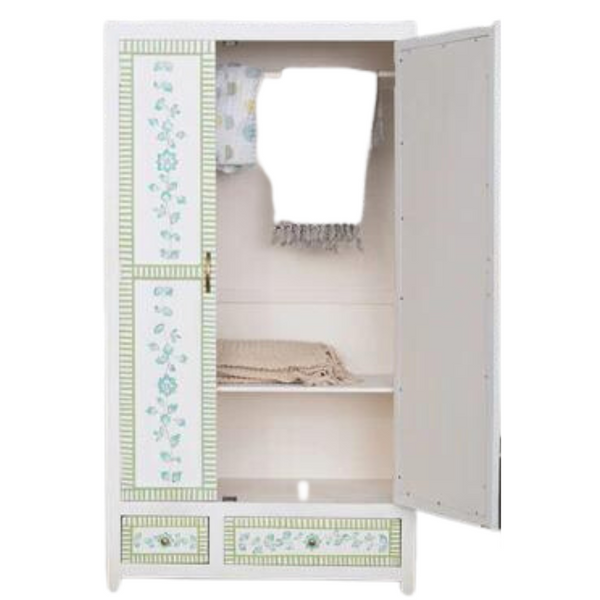Modern Mango Wood 2 Drawers and 2 Doors with Shelves Wardrobe