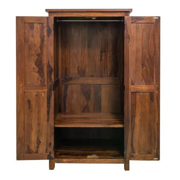 Classic Sheesham Wood 2-Door Shelves Wardrobe