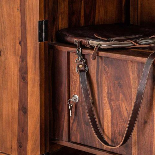 Classic Sheesham Wood 2-Door Shelves Wardrobe