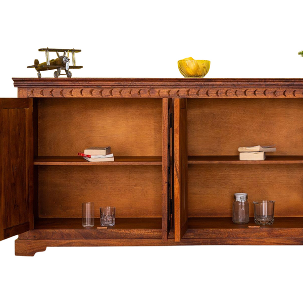 Colonial Acacia Wood Natural Finish Bar Cabinet