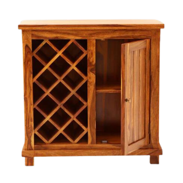 Classic Sheesham Wood Natural Finish Bar Cabinet