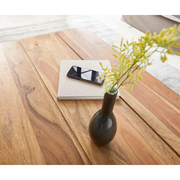 Acacia Wood Coffee Table with Black Iron Frame