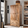 Modern Mango Wood 2 Drawers and 2 Doors with Shelves Wardrobe