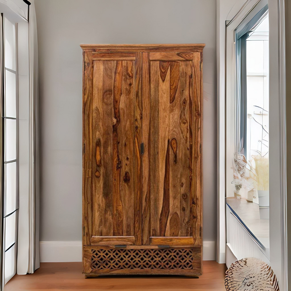 Classic Sheesham Wood 1 Drawer and 2 Doors Wardrobe