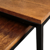 Sheesham Wood Nested Coffee Table with Black Iron Frame
