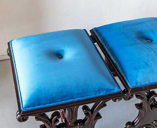 Traditional Classic Rosewood Stool with Floral Carving