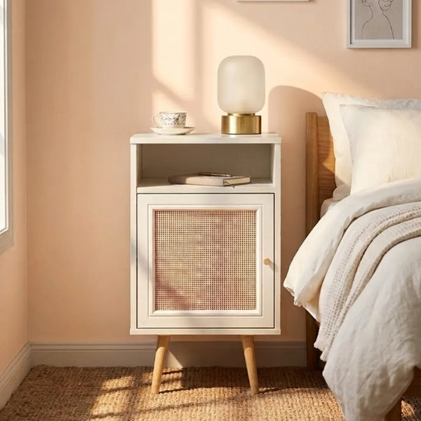 Vaduz Rattan Bedside Table White Finish