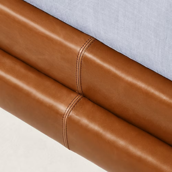 Vasteras Solid Wood Leather Bed - All Sizes