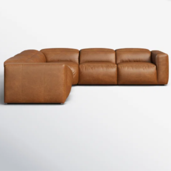 Vilhena Solid Wood Leather Sectional Sofa