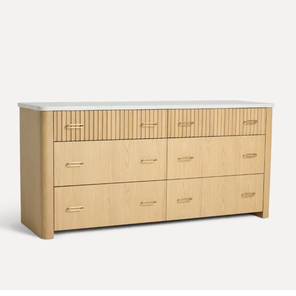 Villarrica Oak Wood & Marble Chest Of Drawer
