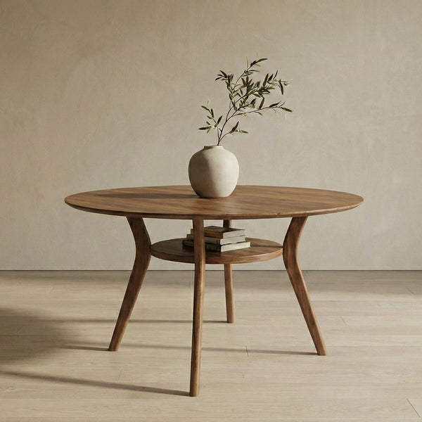 Viola Solid Teakwood Round Dining Table Set – 4 Seater, 6 Seater – All Sizes