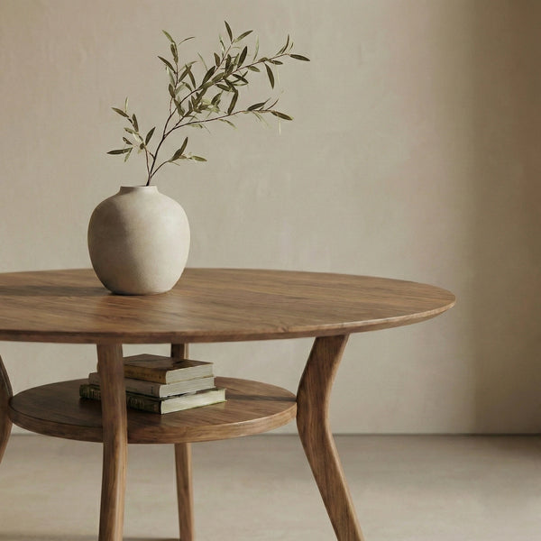 Viola Solid Teakwood Round Dining Table Set – 4 Seater, 6 Seater – All Sizes