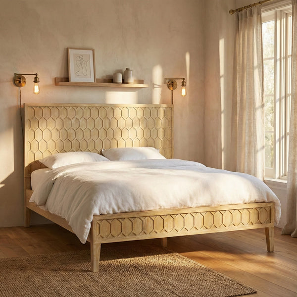 Virginia Hand Carved Wooden Bed-All Sizes