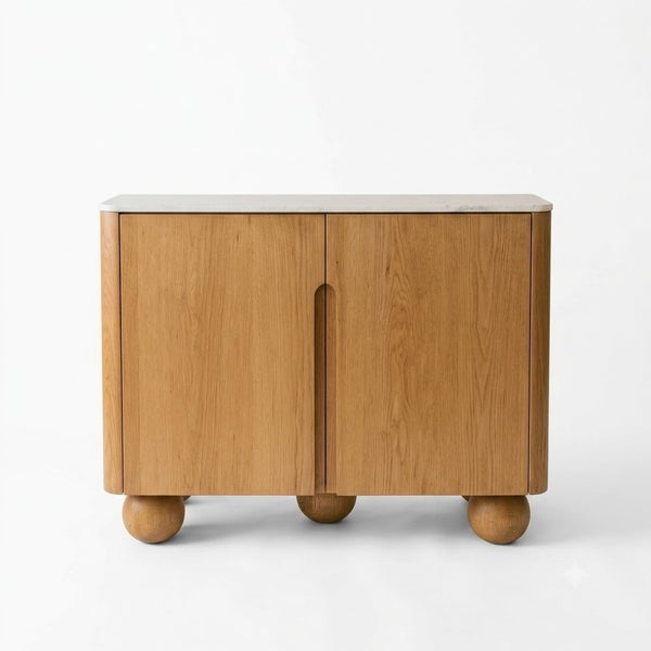 Viseu Solid Wood & Marble Chest Of Drawer