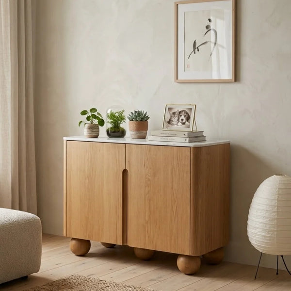 Viseu Solid Wood & Marble Chest Of Drawer