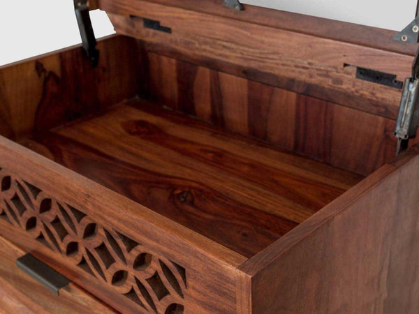 Classic Sheesham Wood Walnut Finish Tallboy Sideboard