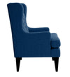 Classic Solid Sheesham Fabric Wing Chair in Royal Blue Colour