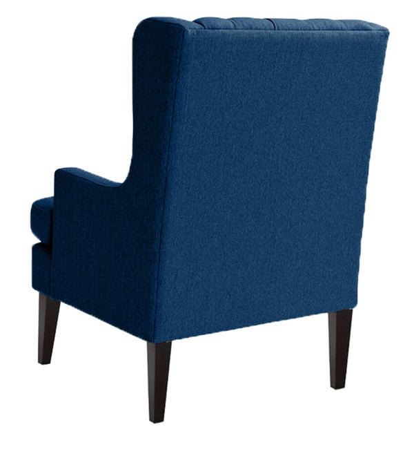 Classic Solid Sheesham Fabric Wing Chair in Royal Blue Colour