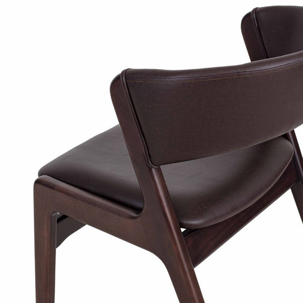 Wishart Solid Wood & Leather Curved Arm Chair