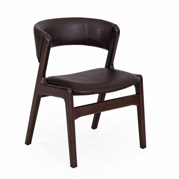 Wishart Solid Wood & Leather Curved Arm Chair