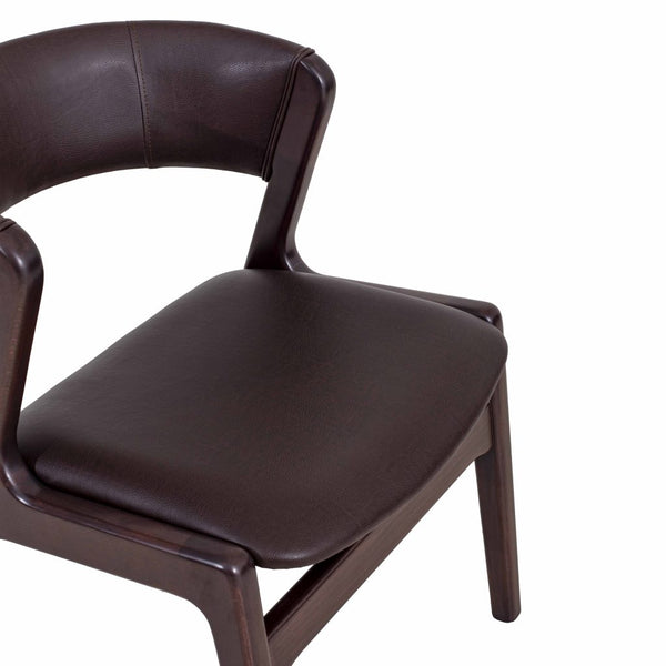 Wishart Solid Wood & Leather Curved Arm Chair
