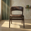 Wishart Solid Wood & Leather Curved Arm Chair