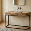 Woking Mango Wood Console Table with Black Iron Frame - 3 Drawers