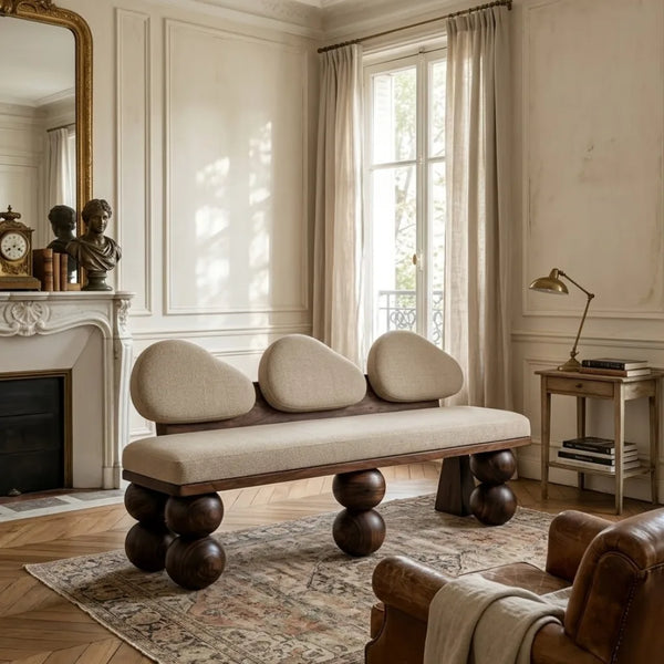 modern sofa in grey made up of solid wood