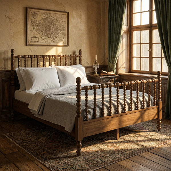 Wudina Acacia Wood Bed -All Sizes
