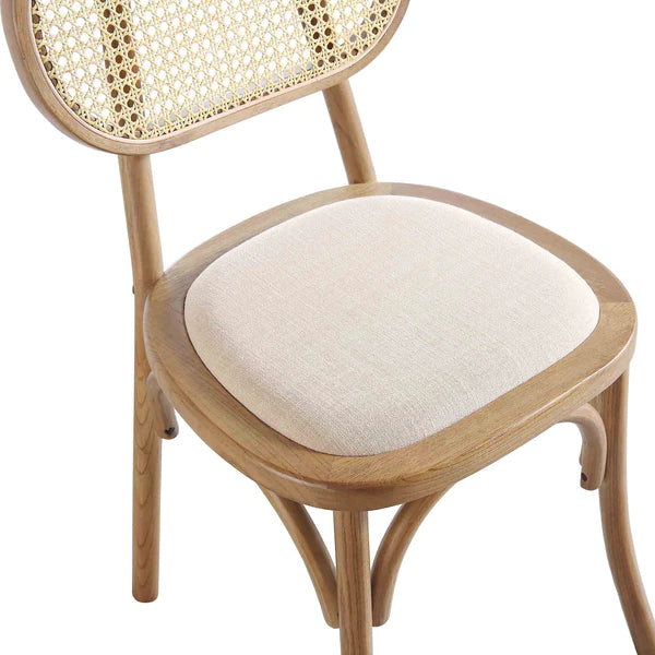 Classic Set Of 2 Rattan Solid Wood Dining Chair - Natural Finish