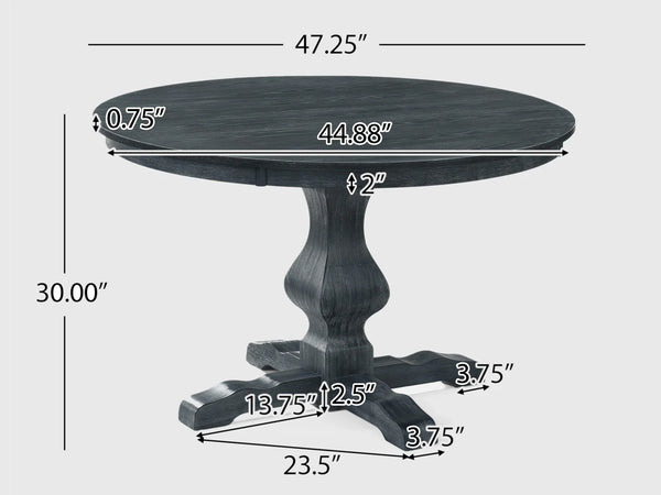 Rattan Solid Mango Wood 4 Seater Round Dining Table Set