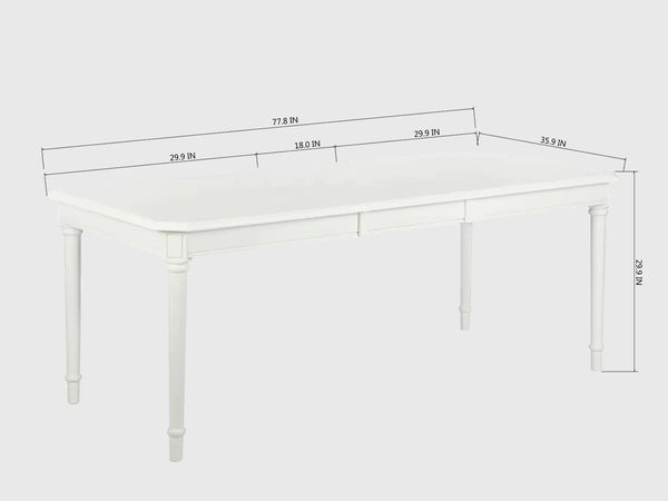 Antalya Modern Solid Wood 6 Seater Dining Table Set In White
