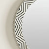 Bone Inlay Zig-zag Black Round Large Wall Mirror