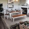 French Solid Wood 6 Seater Dining Table Set With Bench