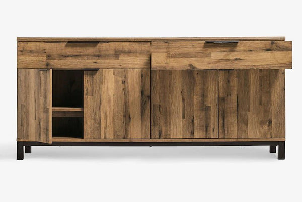 Solid Wood 2 - Drawer Sideboard - Dark Oak Effect