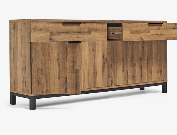 Solid Wood 2 - Drawer Sideboard - Dark Oak Effect