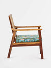 Rattan Sheesham Wood Cane Armchair With Floral