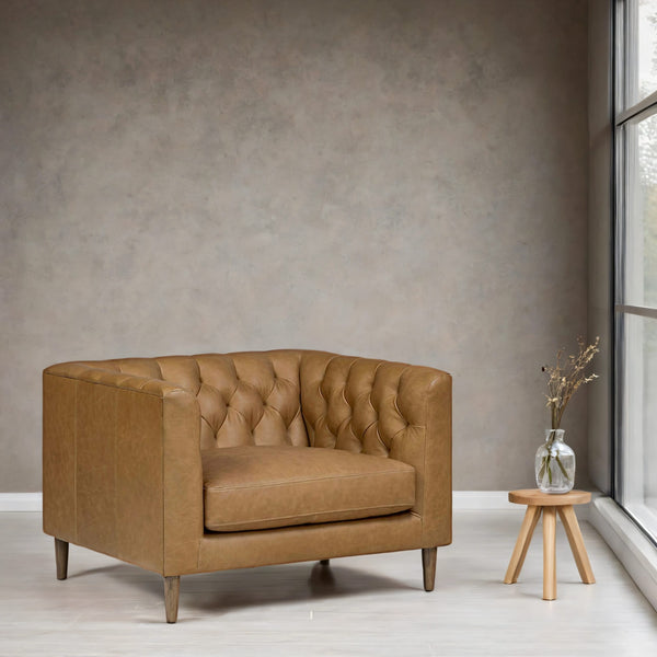 Huston Chesterfield Leather 1 Seater Sofa Chair