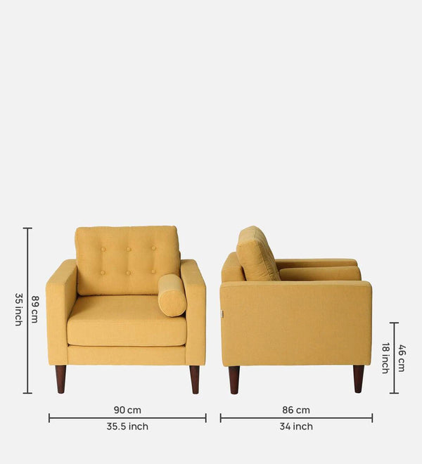 Wood and Fabric Accent Sofa Chair ( Single Seater )