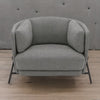 Modern Solid Wood Fabric Armless Chair- Grey Finish