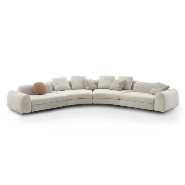 Modern Solid Wood and Fabric Sectional Sofa - White Finish
