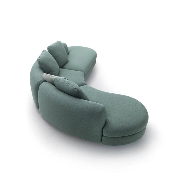 Modern Solid Wood and Fabric Sectional Sofa - White Finish