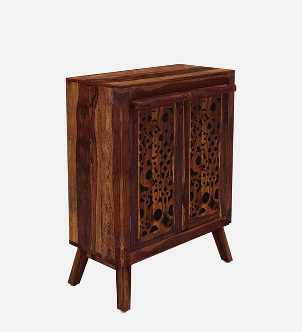 Sheesham Wood Living Room Shoe Cabinet In Provincial Teak Finish