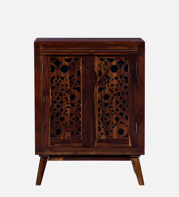 Sheesham Wood Living Room Shoe Cabinet In Provincial Teak Finish